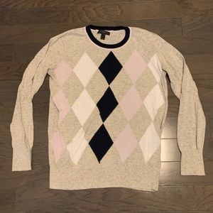 J. Crew Argyle Sweater Gray S